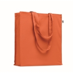 Kleurrijke tas van bio katoen met lange hengsels 220 g/m2 kleur oranje