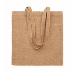 Boodschappentas van jute met lange bijpassende hengsels kleur beige