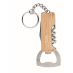 Sleutelhanger met multitools in bamboe etui kleur hout