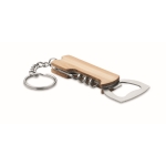 Sleutelhanger met multitools in bamboe etui kleur hout vierde weergave