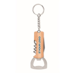 Sleutelhanger met multitools in bamboe etui weergave met bedrukking