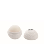 Golfbalvormige ABS-lippenbalsem met vanillesmaak SPF10 weergave met bedrukking