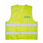 Polyestervest met goed zichtbare reflecterende strepen weergave met bedrukking