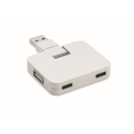 USB-hub met 4 poorten met USB en type A- en type C-uitgangen kleur wit