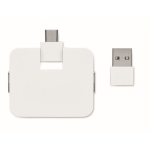 USB-hub met 4 poorten met USB en type A- en type C-uitgangen kleur wit tweede weergave