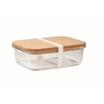 Lunchbox van borosilicaatglas met kurkdeksel 830 ml kleur doorzichtig