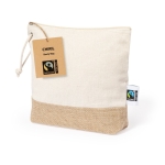 Toilettas van 100% Fairtrade katoen met gelamineerde jute bodem kleur naturel tweede weergave