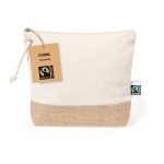 Toilettas van 100% Fairtrade katoen met gelamineerde jute bodem kleur naturel derde weergave