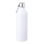 Fles van gerecycled aluminium met karabijnhaak 800 ml kleur wit  negende weergave