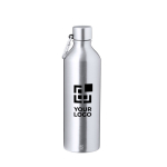 Fles van gerecycled aluminium met karabijnhaak 800 ml met jouw bedrukking