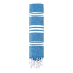 Bicolor pareo handdoek van gerecycled katoen en polyester 255 g/m2 kleur marineblauw  negende weergave