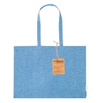 Tas van 100% gerecycled katoen met lange handvaten, 220 g/m2 kleur blauw  negende weergave