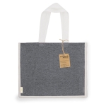 Tas van gerecycled katoen en jute met lange hengsels, 140 g/m2 kleur zwart  negende weergave