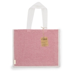 Tas van gerecycled katoen en jute met lange hengsels, 140 g/m2 kleur rood  negende weergave