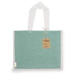 Tas van gerecycled katoen en jute met lange hengsels, 140 g/m2 kleur groen  negende weergave