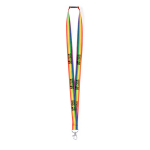 Veelkleurig polyester lanyard met metalen karabijnhaak met jouw bedrukking