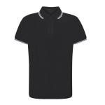 Ademende polyester polo met details aan kraag en mouwen 180 g/m2 kleur zwart  negende weergave