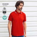 Ademende polyester polo met details aan kraag en mouwen 180 g/m2 kleur wit