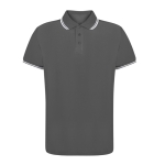 Ademende polyester polo met details aan kraag en mouwen 180 g/m2 kleur grijs  negende weergave