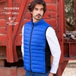 Softshell en polyester vest met zwart detail aan de zijkant kleur blauw