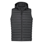 Waterdichte bodywarmer van 100% RPET met verstelbare capuchon kleur zwart tweede weergave