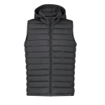 Waterdichte bodywarmer van 100% RPET met verstelbare capuchon kleur zwart  negende weergave