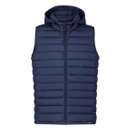 Waterdichte bodywarmer van 100% RPET met verstelbare capuchon kleur marineblauw  negende weergave