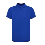 Technische ademende polo van 100% polyester met 3 bijpassende knopen kleur blauw tweede weergave