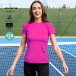 Sportshirt voor vrouwen van 100% ademend polyester 135 g/m2 kleur wit