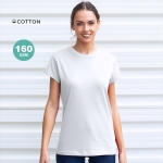 Wit dames T-shirt met ronde hals van 100% katoen 160 g/m2 kleur wit