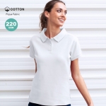 Witte dames polo van 100% katoen met 2 bijpassende knopen 220 g/m2 kleur wit