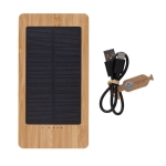 Powerbank van 100% bamboe met oplaadbaar zonnepaneel van 10.000 mAh kleur bruin vierde weergave