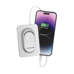 Powerbank 2 in 1 met magneet en horlogelader 5.000 mAh kleur zilver achtste weergave