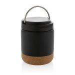 Thermos lunchbox van gerecycled roestvrijstaal met anti-lek 400 ml kleur zwart