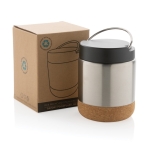 Thermos lunchbox van gerecycled roestvrijstaal met anti-lek 400 ml kleur zilver weergave met doos