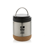 Thermos lunchbox van gerecycled roestvrijstaal met anti-lek 400 ml kleur zilver met afdrukgebied