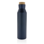 Thermosfles van gerecycled roestvrij staal met anti-lekdeksel 650ml kleur blauw