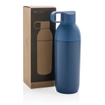 RVS thermosfles met afneembaar deksel 540ml kleur blauw weergave met doos