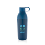 RVS thermosfles met afneembaar deksel 540ml kleur blauw met afdrukgebied