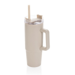 Thermosbeker van gerecycled plastic met deksel met 3 standen, 900 ml kleur beige