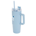 Thermosbeker van gerecycled plastic met deksel met 3 standen, 900 ml kleur marineblauw met afdrukgebied