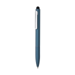 Balpen van gerecycled aluminium met stylus en blauwe inkt kleur koningsblauw