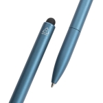 Balpen van gerecycled aluminium met stylus en blauwe inkt kleur koningsblauw vierde weergave