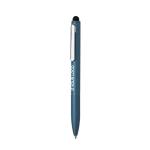 Balpen van gerecycled aluminium met stylus en blauwe inkt kleur koningsblauw met afdrukgebied