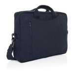 Laptoptas van gerecycled katoen met voorvak 15,4” kleur marineblauw