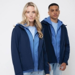 Softshell herenjas, casual fit, 300 g/m2 Iqoniq kleur marineblauw met afdrukgebied