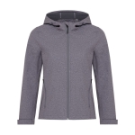 Softshell damesjas, casual fit, 300 g/m2 Iqoniq kleur gemarmerd grijs met afdrukgebied