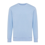 Unisex sweater van gerecycled katoen, slim fit, 280 g/m2 Iqoniq kleur cyaan blauw met afdrukgebied