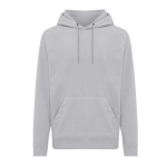 Unisex hoodie van gerecycled polyester, 240 g/m2 Iqoniq kleur lichtgrijs met afdrukgebied