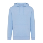 Unisex hoodie van gerecycled katoen, slim fit, 280 g/m2 Iqoniq kleur cyaan blauw